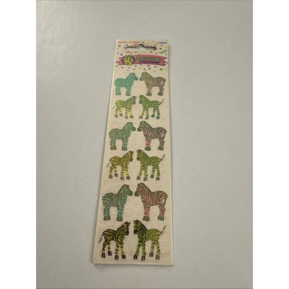 Vintage Sandylion Zebra Pearly Sticker Strip New In Package PD1 - Picture 1 of 2